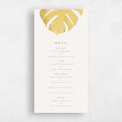 Beige Greenery Wedding Menu - Maui Foil