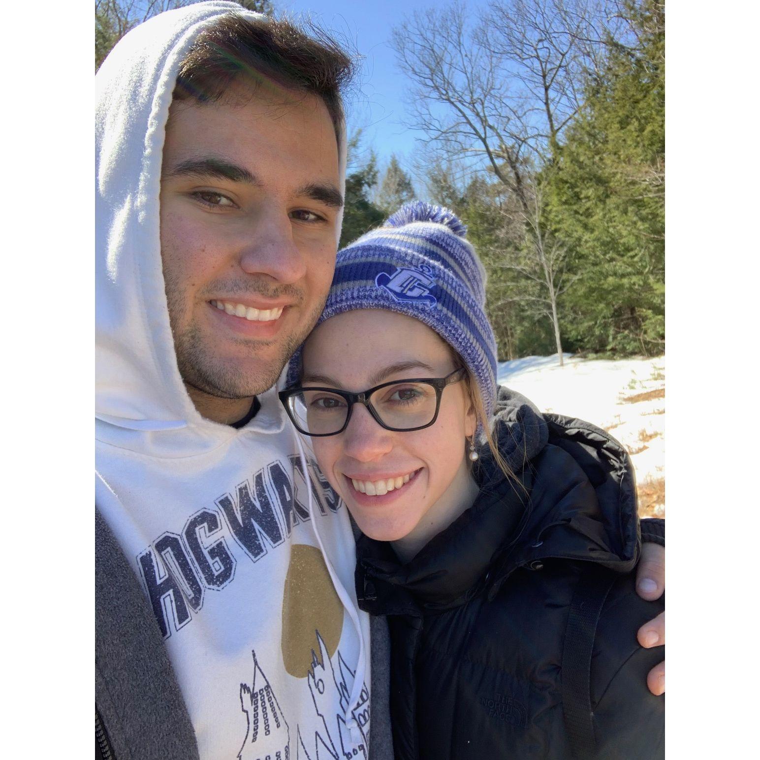 Hiking in New Hampshire before Jake had a beard!
