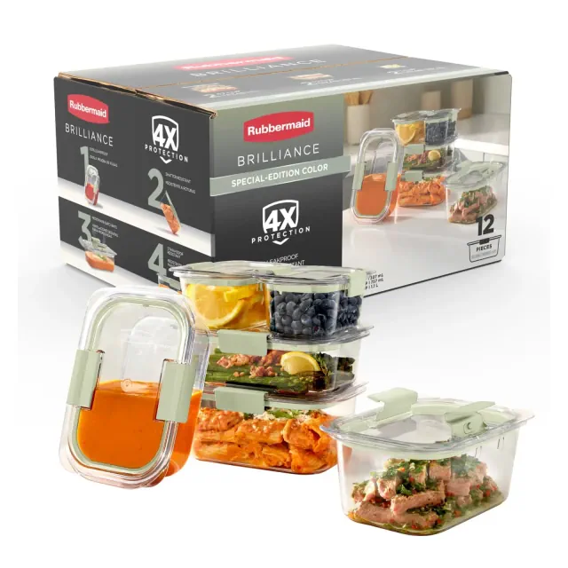 Rubbermaid Brilliance 12pc Food Storage Container Set Sage Green
