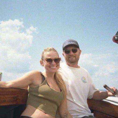 Film photo of sailing on Loose Marbles in Castine with friends in August of 2022.