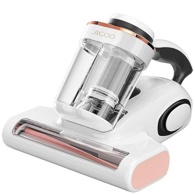 JIGOO Bed Vacuum Cleaner with Dust Sensor, Anti-allergen Mattress Vacuum Cleaner with UV & Ultrasonic and High Heating, 13Kpa Suction 500W Powerful Double-Cup Handheld Vacuums (J300,Corded)