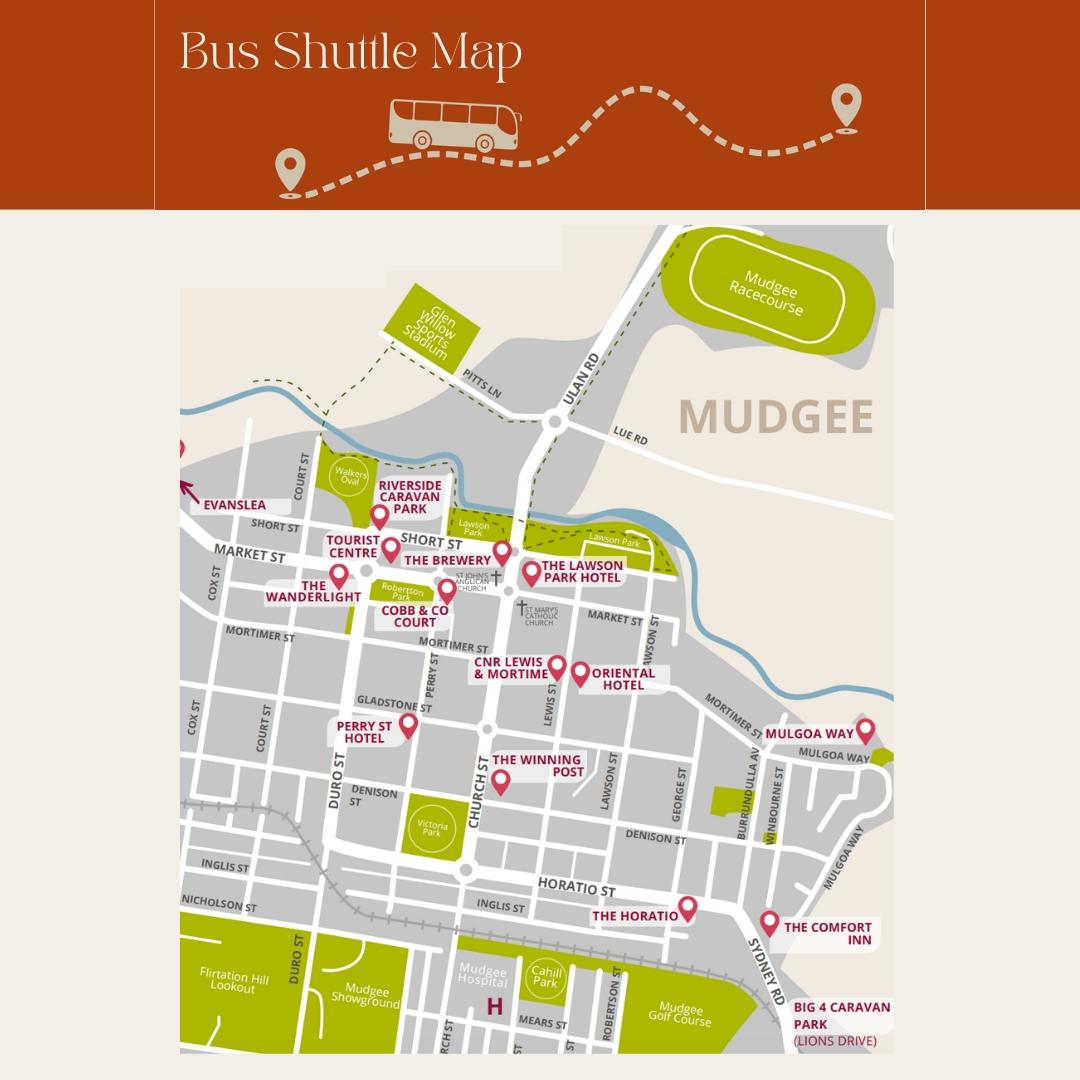 Bus Shuttle Pick Up & Drop Off Locations: - THE HORATIO  - PERRY ST HOTEL - ST MATTHEWS SCHOOL BUS BAY - THE BREWERY