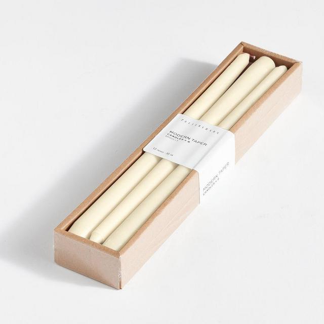 Modern Taper Candles, Set of 6 - Cream