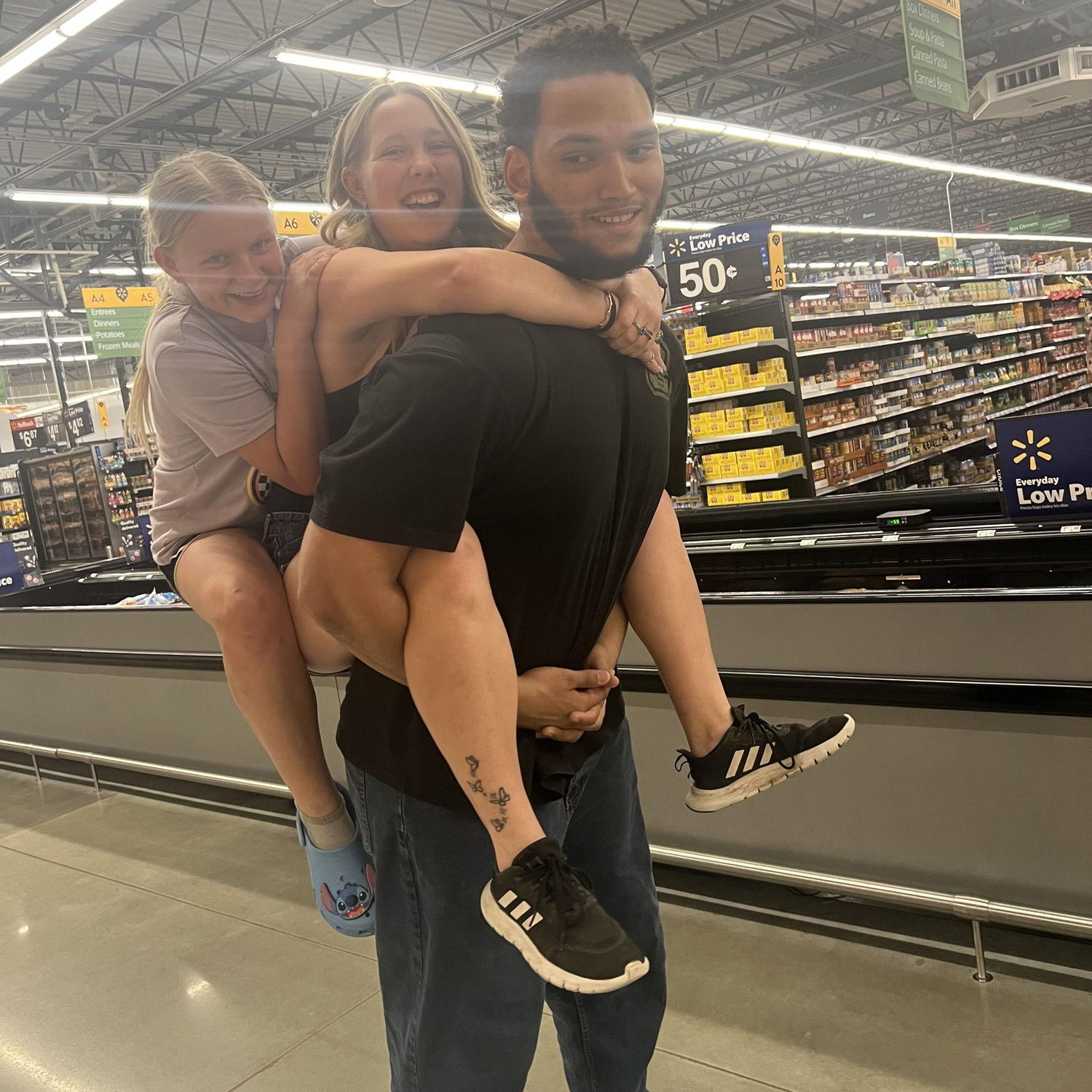 Stori, Cozette, and David in Walmart.