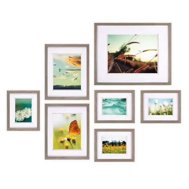 Gallery Perfect 7-Piece Matted Wall Picture Frame Set in Grey