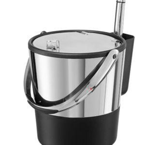 Oggi Insulated Ice Bucket, 4 Quart / 3.8 L, Stainless Steel, Black.