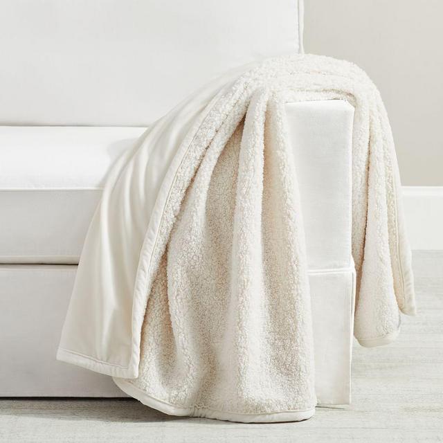 Cozy Teddy Faux Fur Throw, 50 x 60", Ivory