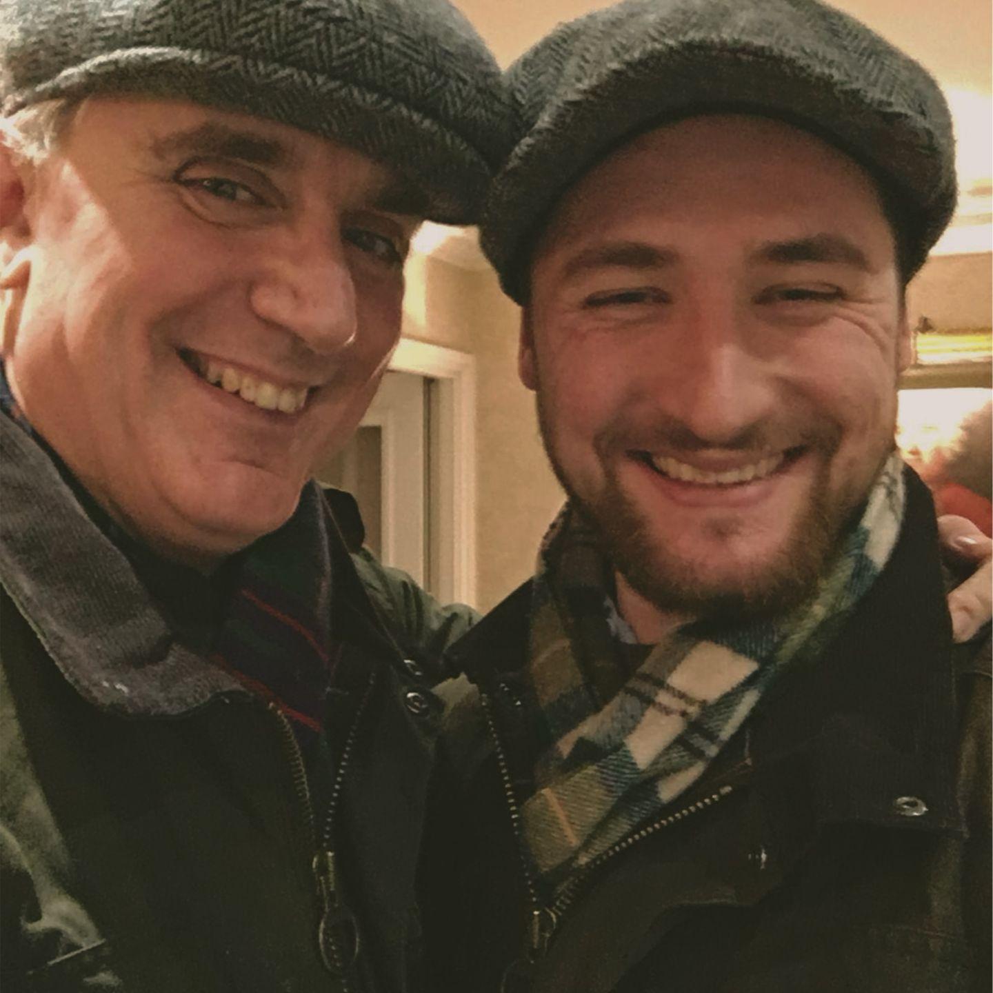 Nick with his best man and father chuckling merrily after returning from a whisky tasting evening.