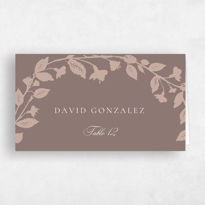 Taupe, Brown Wedding Place Card - Fawn