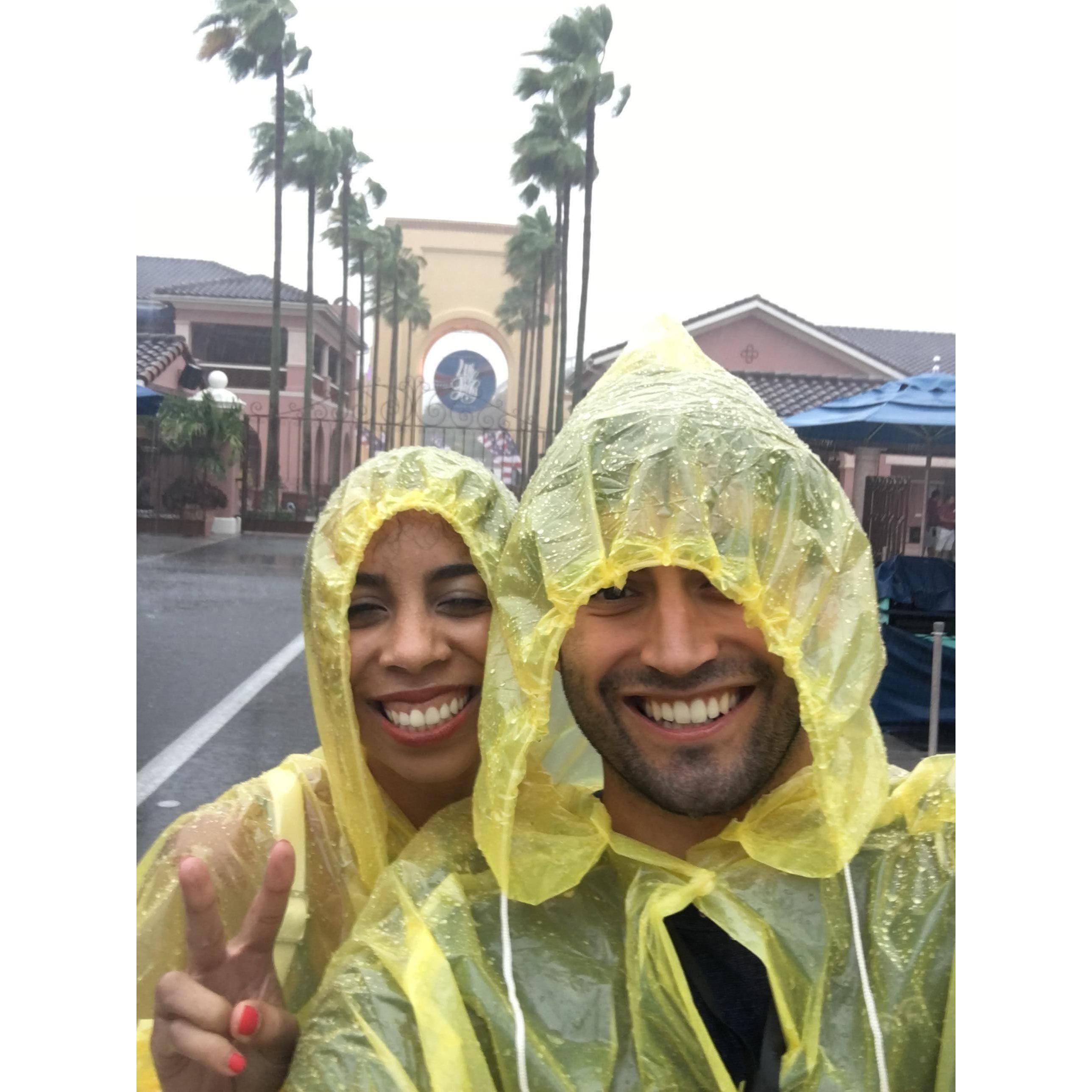 In the rain at Universal Studios