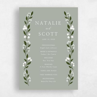 Pale Sage, Green Wedding Program - Ortensia
