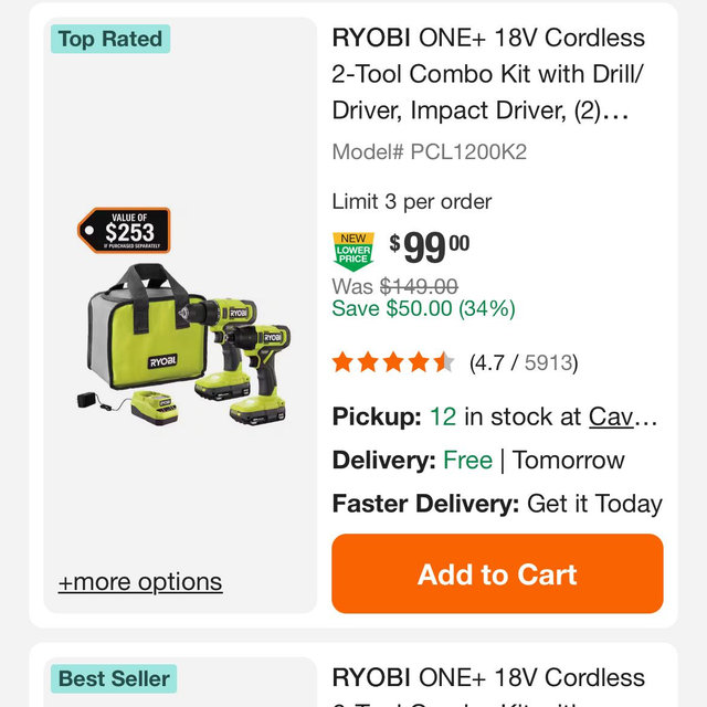 Ryobi one+ drill