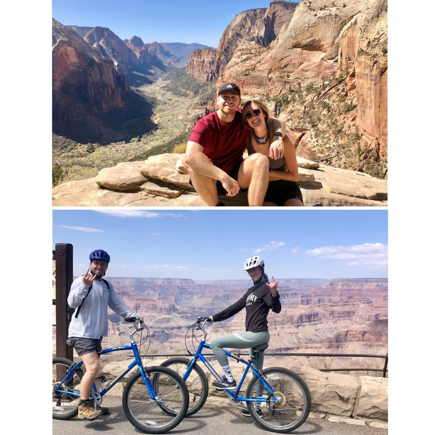 Highlights from our fav roadtrip - shaking in our boots at the top of Angel's Landing & biking the Grand Canyon!