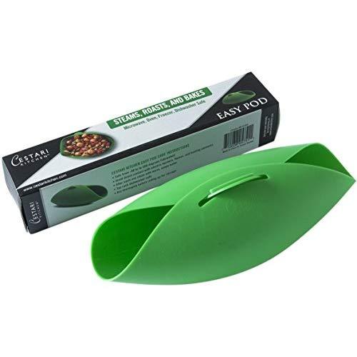 Microwave Vegetable Steamer | Omelet Maker | Fish Poacher | Oven Roaster | Cloche Bread Baker | BPA Free Microwave Cooking | Easy Pod by Cestari Kitchen (Original Easy Pod, Jade Green)
