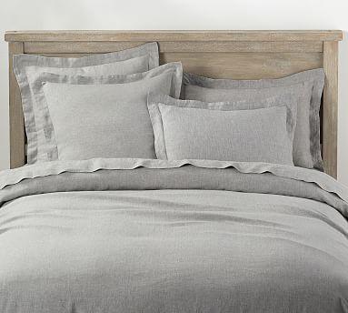 Belgian Flax Linen Duvet King Shams- Flagstone
