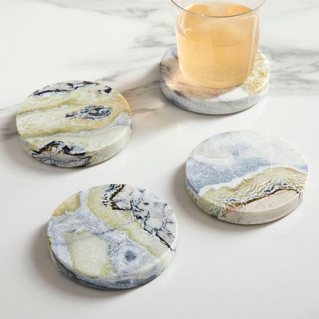 Marble Coasters, White Multi, Set of 4