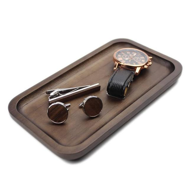 DSHOM Oak Solid Wood Square Jewelry Display Tray for Elegant Presentation of Your Finest Pieces, Perfect for Personal Use Men Gift