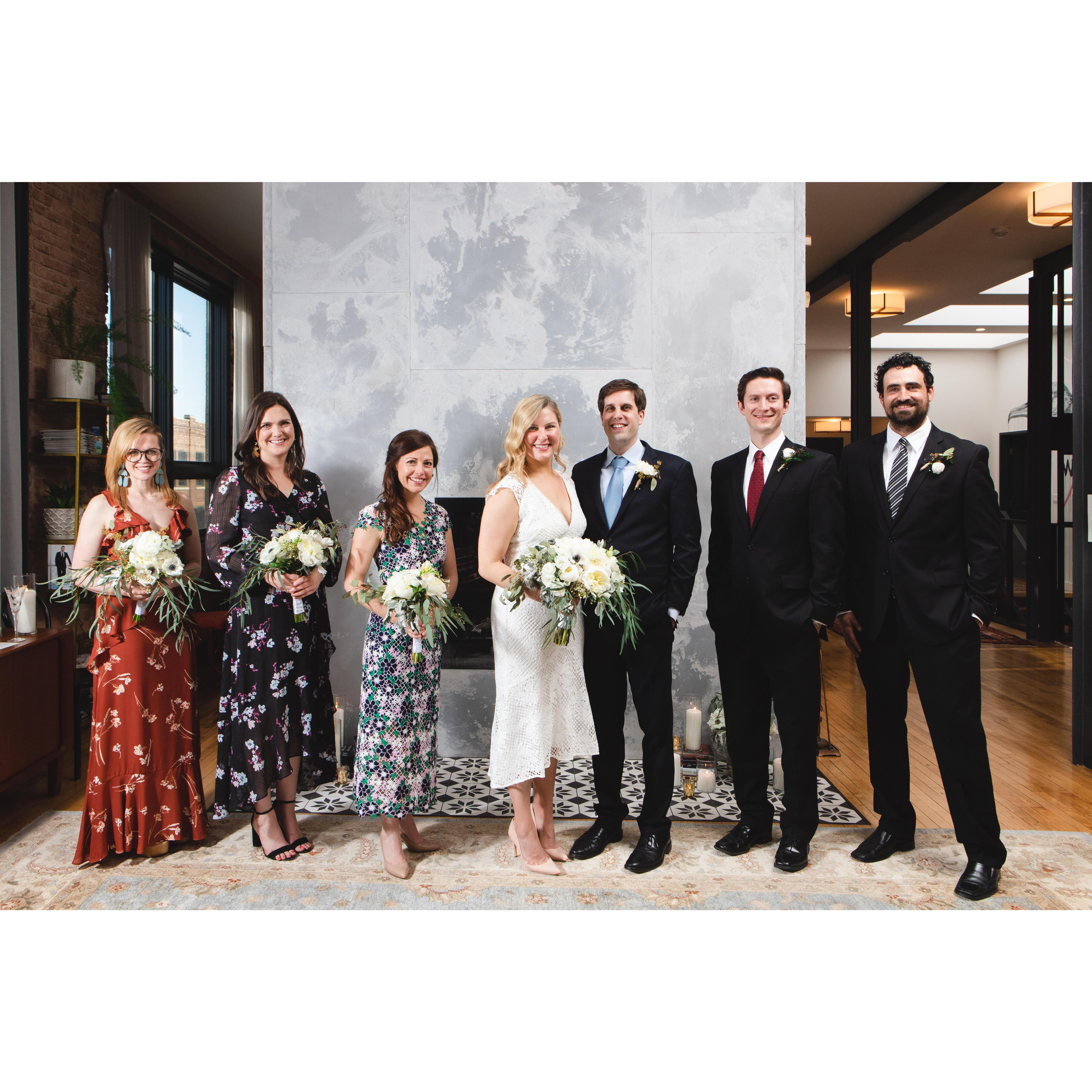 With our wedding party, Kirby Longbrake, Amy Kruska, Lindsay Guerin, Dan Wasikowski, and John Ewers. So grateful all of them could be with us!