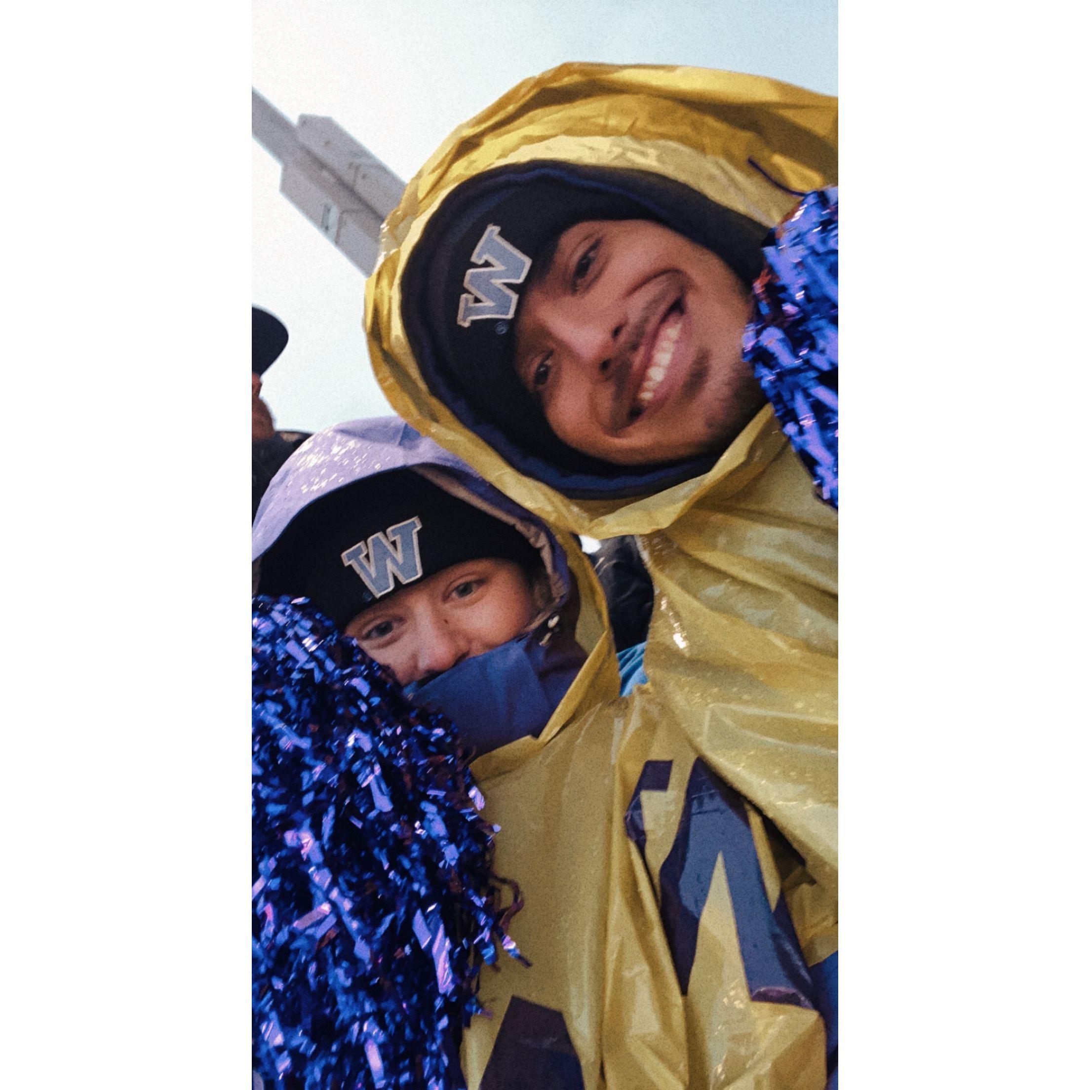 Husky Football Game! Pouring rain, and again no, we did not win.