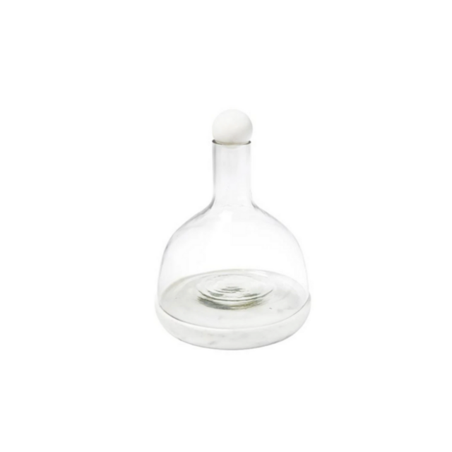 Glass + Marble Wine Carafe | White