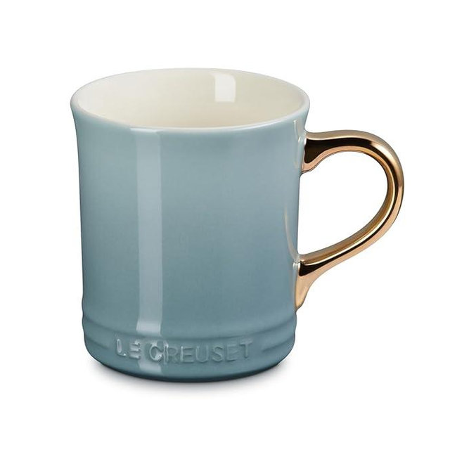 Le Creuset Vancouver Mug with Gold Metallic Handle, 14 oz., Sea Salt