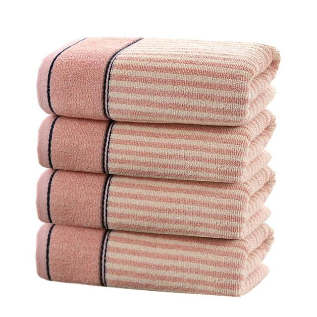 Pidada Hand Towels Set of 4 100% Cotton Striped Pattern Absorbent Soft Decorative Towel for Bathroom 13.4 x 29.1 Inch (Pink)
