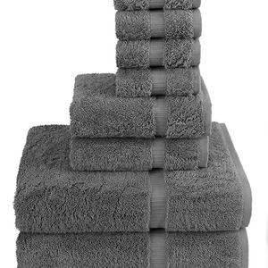 TURKUOISE TURKISH TOWEL - Turkuoise Turkish Towel 8-Piece Cotton Towel Set, Grey