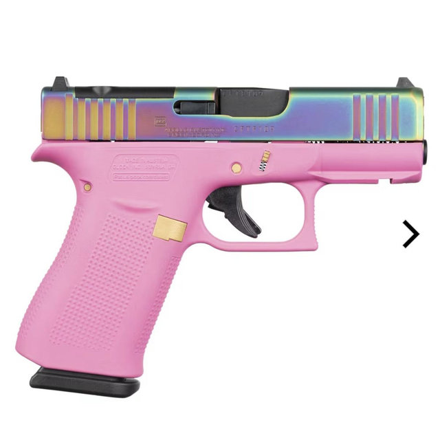 Glock 43X MOS pink rainbow semi-auto pistol