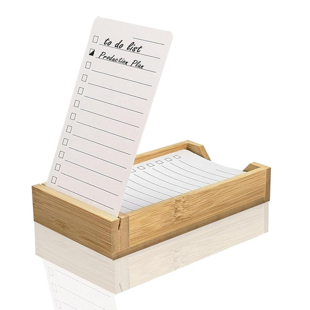 Daily To Do List Planner, Daily ToDo Checklist Cards and Bamboo Stand, 50 To Do Cards, Productivity System Planners Notebook for Work Office Accessories