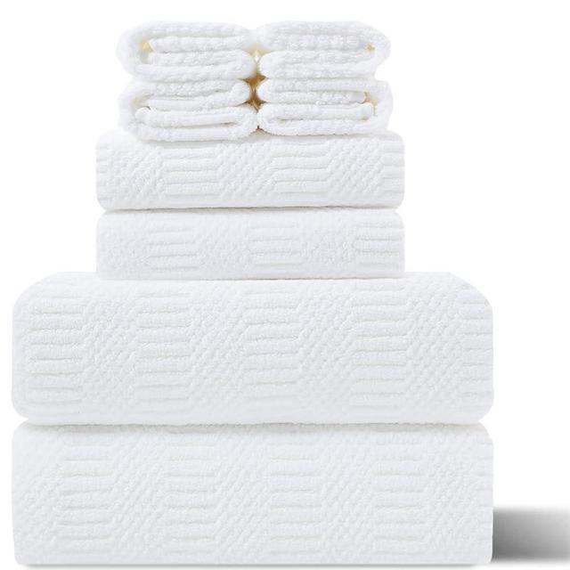 8 Piece Oversized Bath Towels Set White,2 Extra Large Bath Towel Sheets,2 Hand Towels and 4 Washcloths 600 GSM Highly Absorbent Quick Dry Towels Set for Bathroom Hotel