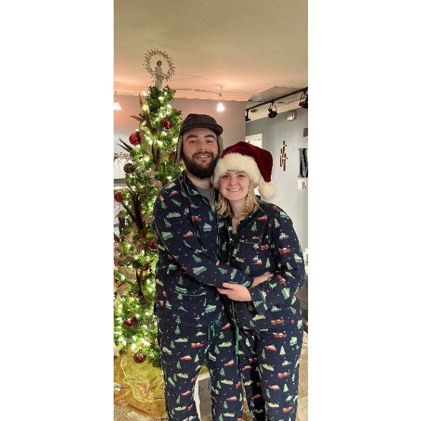 Matching Christmas PJs (from the thrift store of course) is a must