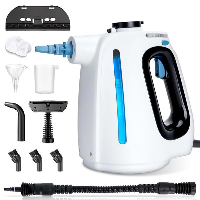 Handheld Steam Cleaner, UPGRADED Pressurized Steamer for Cleaning with 11 Accessories, 15 Seconds Fast Heating, High Temperature Cleaning, Large Capacity Steam Cleaner for Home Kitchen Car WHITE
