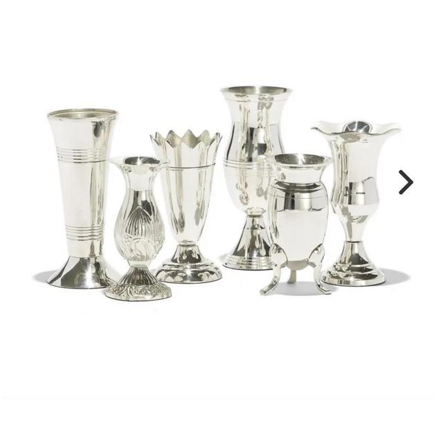 Set of 6 silver plated vases