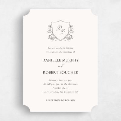 Beige Ticket Wedding Invitation - Brooklea Portrait