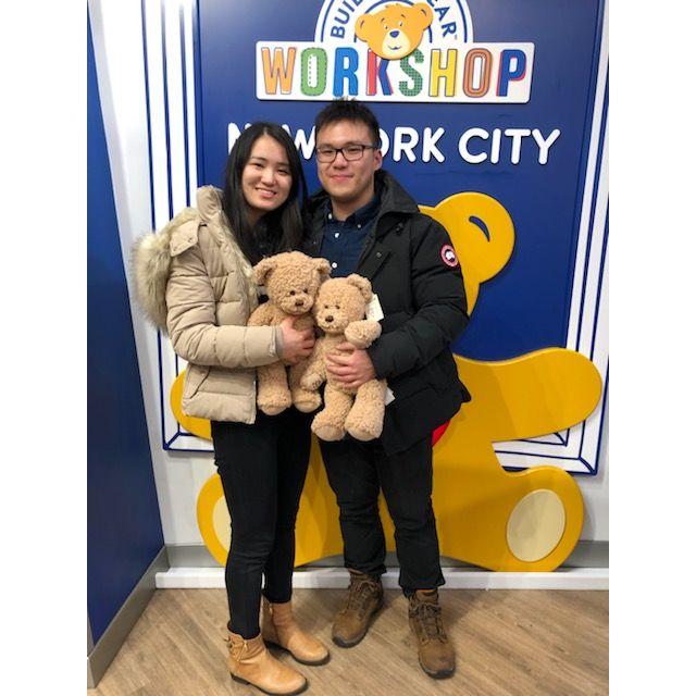 One of Hattie and Tommy's first dates. They got each other a build-a-bear. Tommy recorded "Hattie, I love you" in her bear.