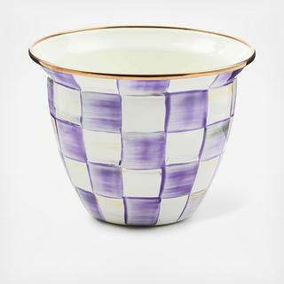 Violet Check Large Flower Pot