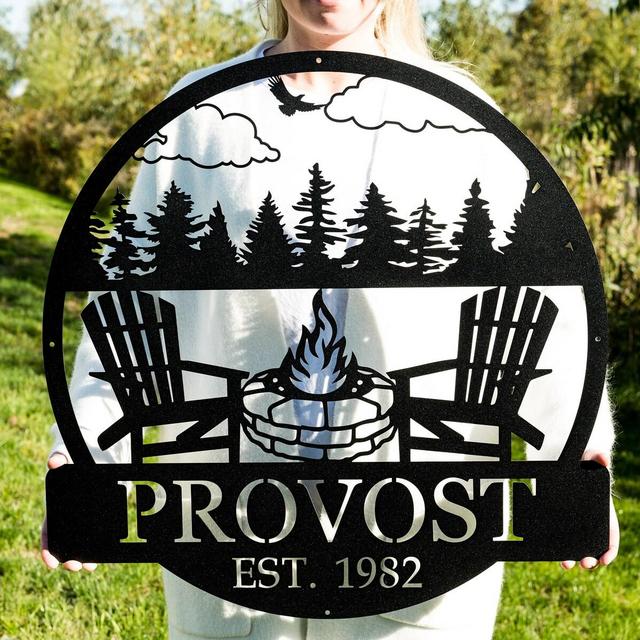 Metal Outdoor Sign | Custom Campfire Sign | Camper Decor | Personalized Camping Gifts Fire Pit Sign Outdoor Decor Cabin Sign | Campsite Sign