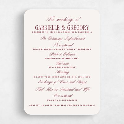 Red Rounded Wedding Program - Querido