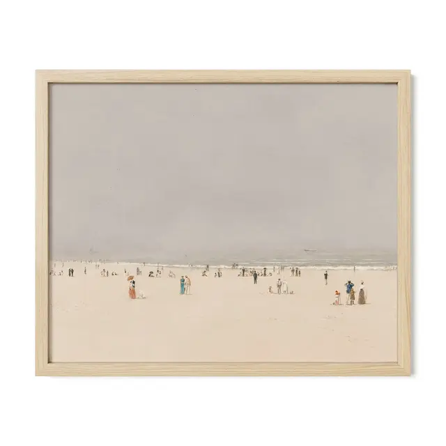Framed Vintage Beach Wall Art, Natural 20x30