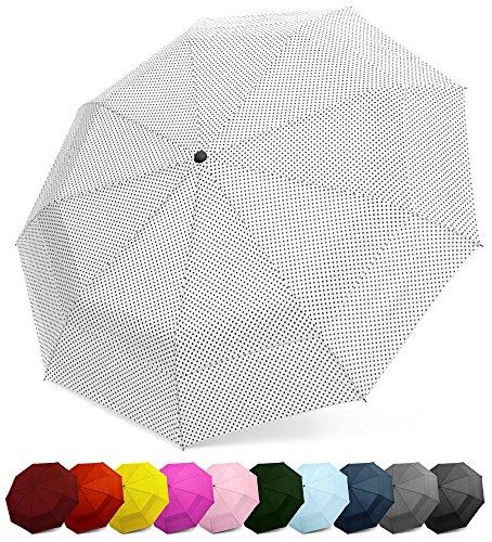 EEZ-Y Windproof Travel Umbrella - Compact Double Vented Folding Umbrella w/Auto Open and Close Button