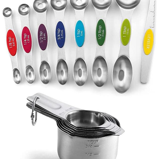 Spring Chef Stainless Steel Measuring Cups & Magnetic Measuring Spoons Set