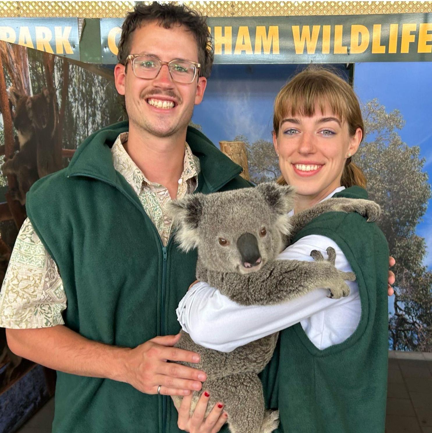 John-Luc and Grace's first family portrait. They both held the koala, a big guy named Fred.