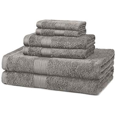 AmazonBasics 6-Piece Fade-Resistant Bath Towel Set - Grey