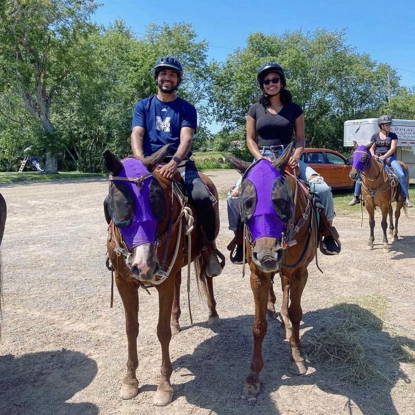 Duan's first time horse back riding.
