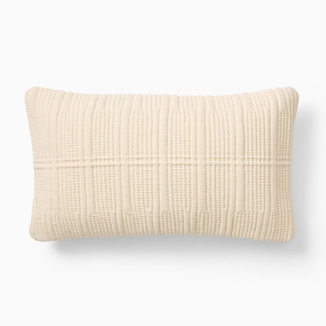 Chunky Woven Jersey Pillow Cover, 12"x21", Alabaster
