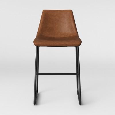 Bowden Faux Leather And Metal Counter Stool With Black Legs Caramel Brown - Project 62™