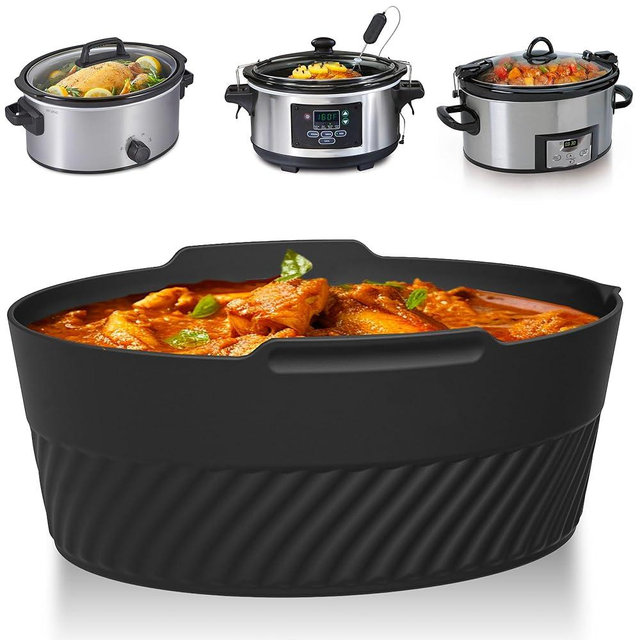 Silicone Slow Cooker Liners fit Crock Pot 6 QT,Maywe Tanso Crock Pot Liners For 6 Quart Oval or Round Slow Cookers,Reusable & Leakproof Silicone Slow Cooker Liner For Crockpot,Dishwasher Safe BPA Free