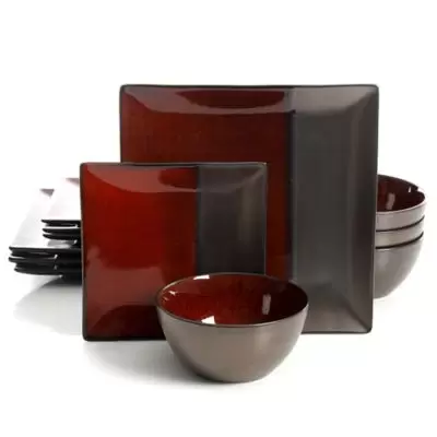 Gibson Decadence 12-Piece Dinnerware Set in Red/Brown