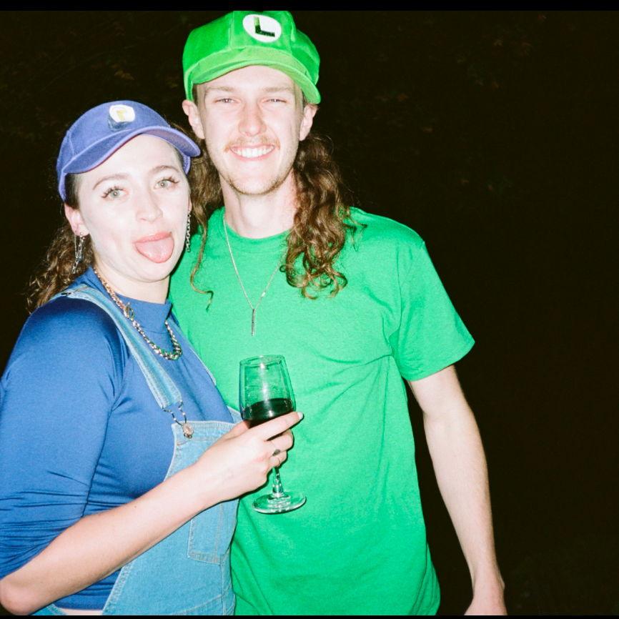dressing up as Waluigi and Luigi for a Boston Halloween Party