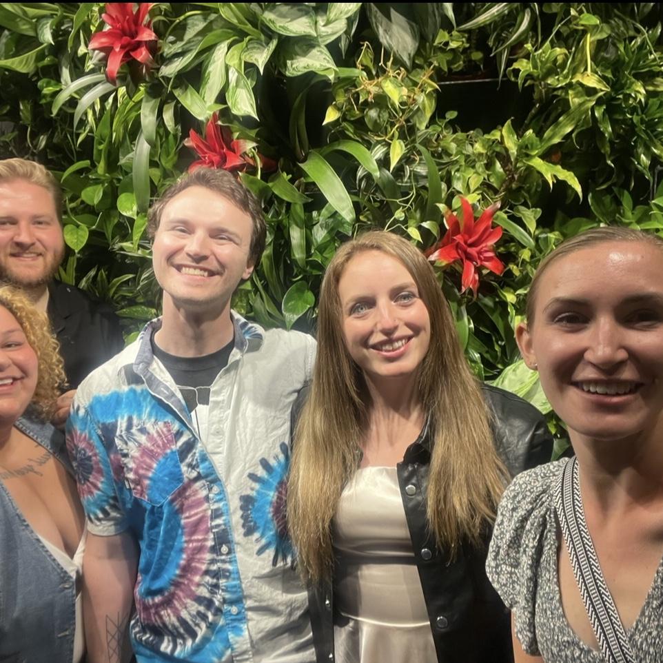 The couple on the bachelor/bachelorette with best man, Joe, and fiancée, Brittany, and bridesmaid, Sarah.